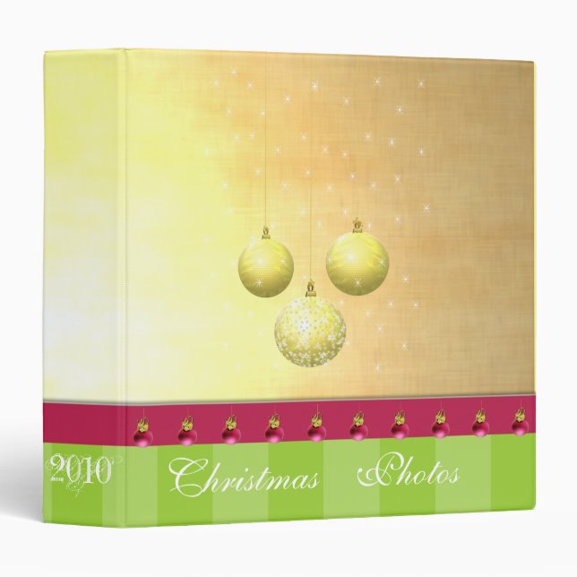 Lime & Plum Christmas Photos Binder With Stripes (Front/Spine)
