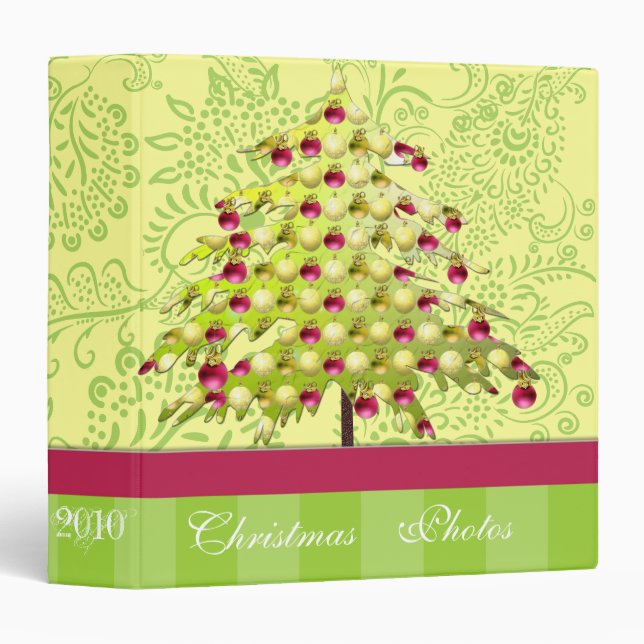 Lime & Plum Christmas Photos Binder With Stripes (Front/Spine)