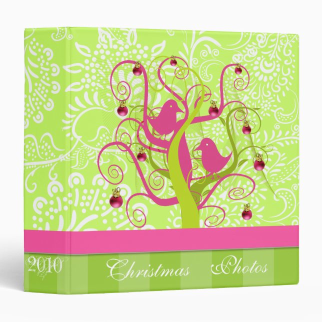 Lime & Plum Christmas Photos Binder With Stripes (Front/Spine)