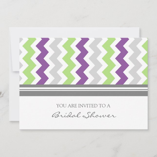 Lime Plum Gray Chevron Bridal Shower Invitation (Front)