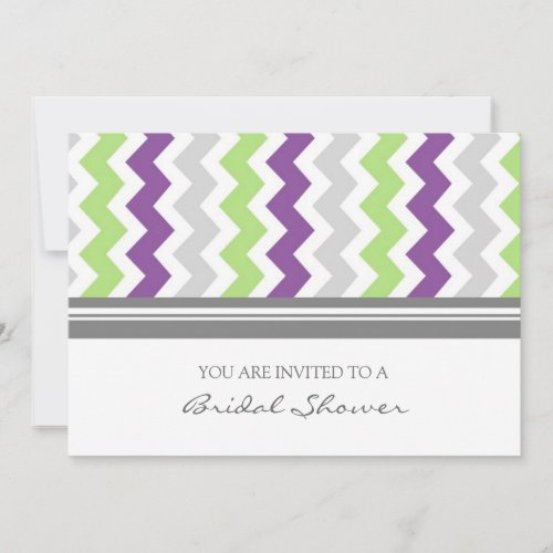 Lime Plum Gray Chevron Bridal Shower Invitation