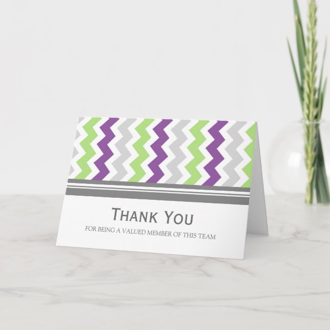 Lime Plum Gray Chevron Employee Appreciation Card (Front)