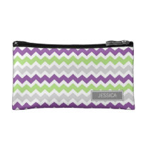 Lime Plum Gray Chevrons Pattern Custom Name Bag