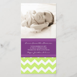 Lime Plum Thank You Baby Shower Photo Cards