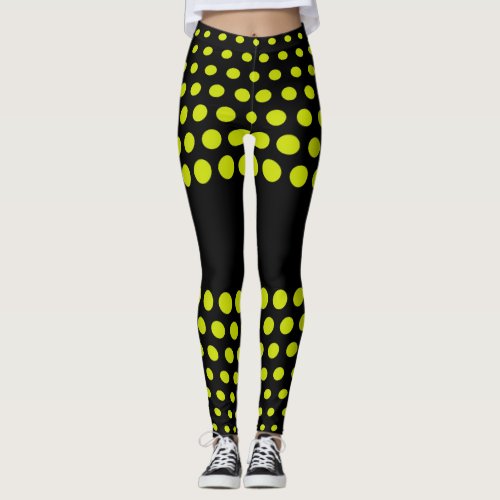 Lime Polka Dot Pattern Leggings