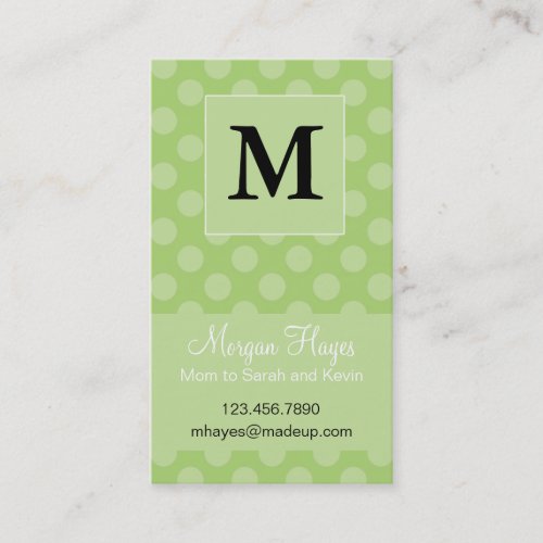 Lime Polka Mommy Card Business Card Templates