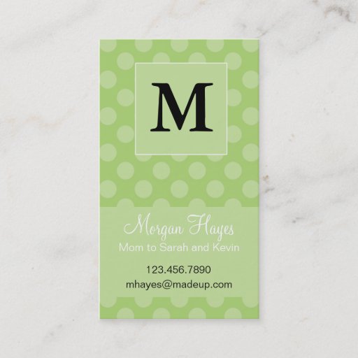 Customizable Lime Polka Mommy Card Business Card Templates