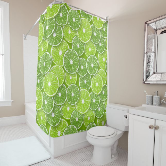 Lime pop shower curtain (In Situ)