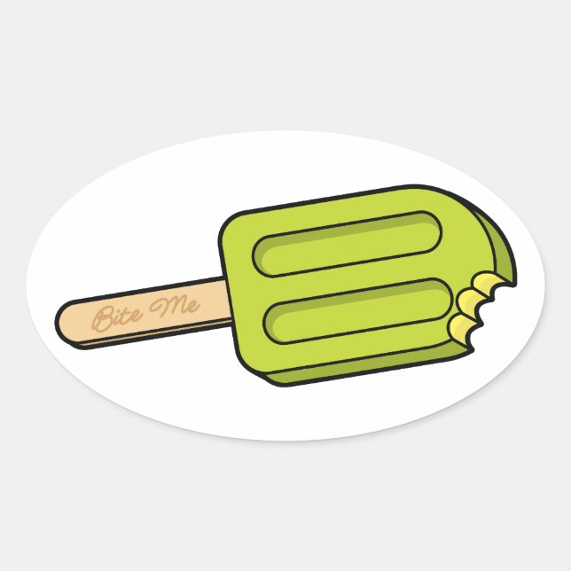 Lime Popsicle Bite Me Oval Stickers (Front)