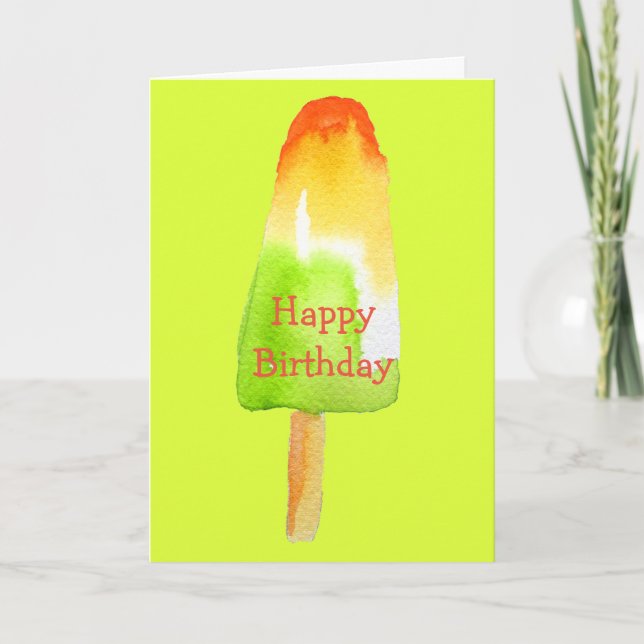 Lime popsicle cute Summertime watercolor birthday Card (Front)