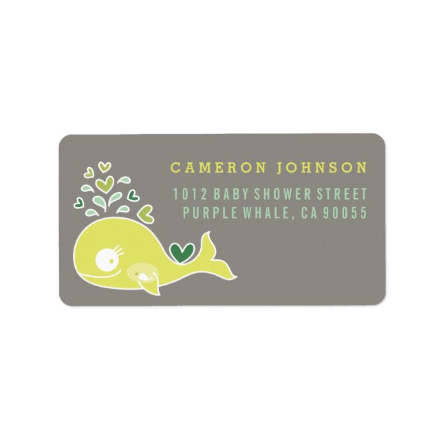 Lime Pregnant Mom Whale Baby Shower Address Labels (Front)