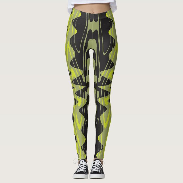 Lime Pulse Vortex Leggings (Front)