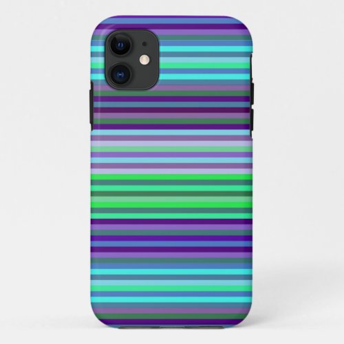 Lime Purple Aqua Stripes Background iPhone 11 Case