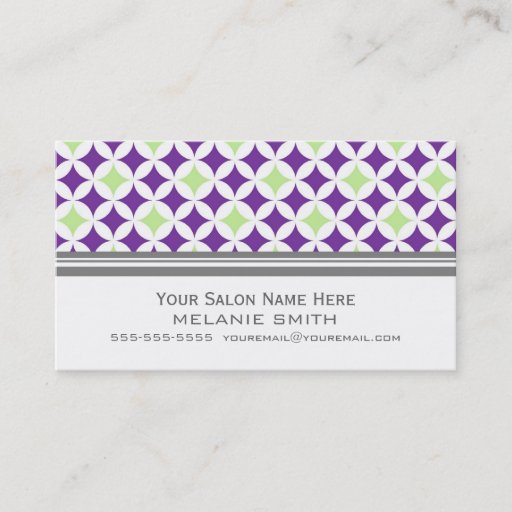 Customizable Lime Purple White Grey Salon Appointment Cards Business Cards