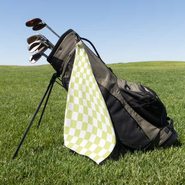 Lime Retro Checkerboard Golf Towel (Green)
