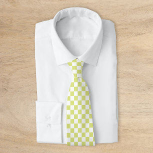 Lime Retro Checkerboard Neck Tie