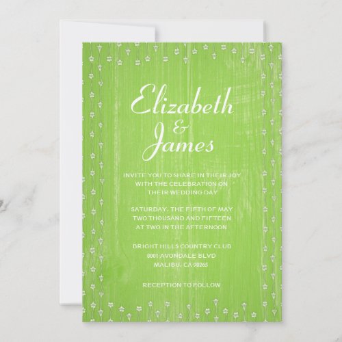 Lime Rustic Country Barn Wood Wedding Invitations