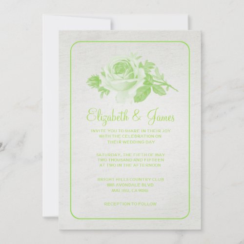 Lime Rustic Floral/Flower Wedding Invitations