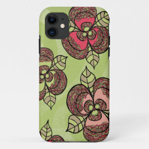 Lime Scarlet Floral Ladies Womens Art iPhone 11 Case