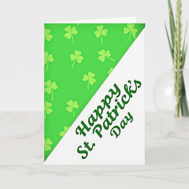 Lime Shamrock Pattern St Patricks Card (Front)
