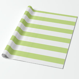Lime Sherbet and White Wide Horizontal Striped Wrapping Paper