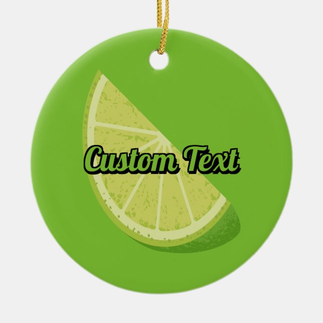 Lime Slice Ceramic Ornament (Front)