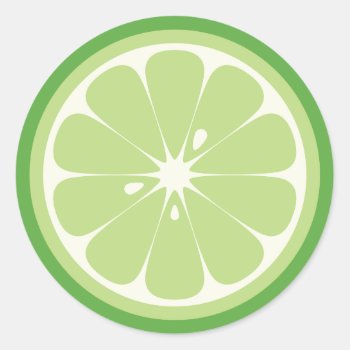 Lime Slice Classic Round Sticker by NovotnyDesigns at Zazzle