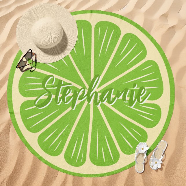 Lime Slice Custom Name Beach Towel (Creator Uploaded)