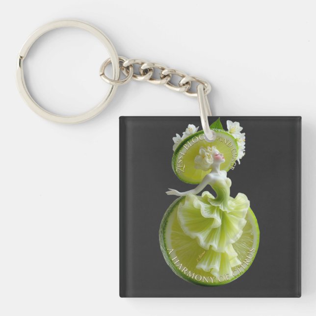 Lime Slice Dancer Art Long Sleeve Keychain (Front)