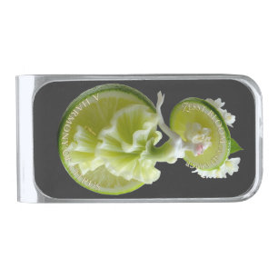 Lime Slice Dancer Art Long Sleeve Silver Finish Money Clip