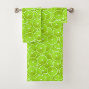 Lime Slice Digital Montage Bath Towel Set