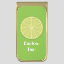 Lime Slice Gold Finish Money Clip