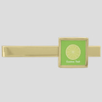 Lime Slice Gold Finish Tie Bar