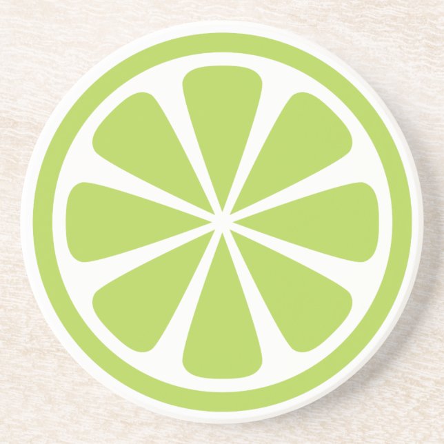 Lime Slice Green Round Sandstone Coaster (Front)