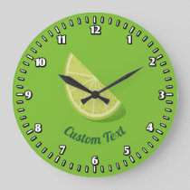 Lime Slice Large Clock