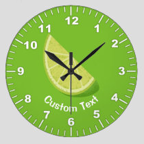 Lime Slice Large Clock