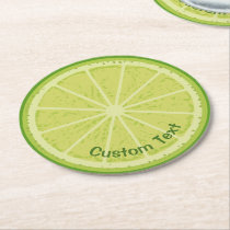 Lime Slice Round Paper Coaster