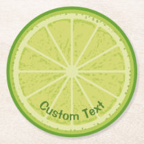 Lime Slice Round Paper Coaster