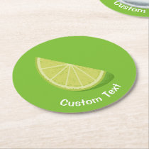 Lime Slice Round Paper Coaster