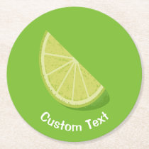 Lime Slice Round Paper Coaster