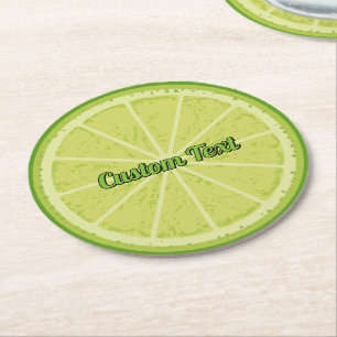 Lime Slice Round Paper Coaster