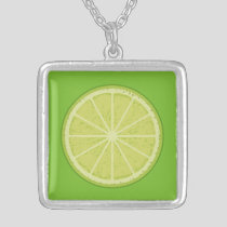 Lime Slice Silver Plated Necklace