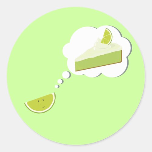 Lime slice thinking of pie classic round sticker