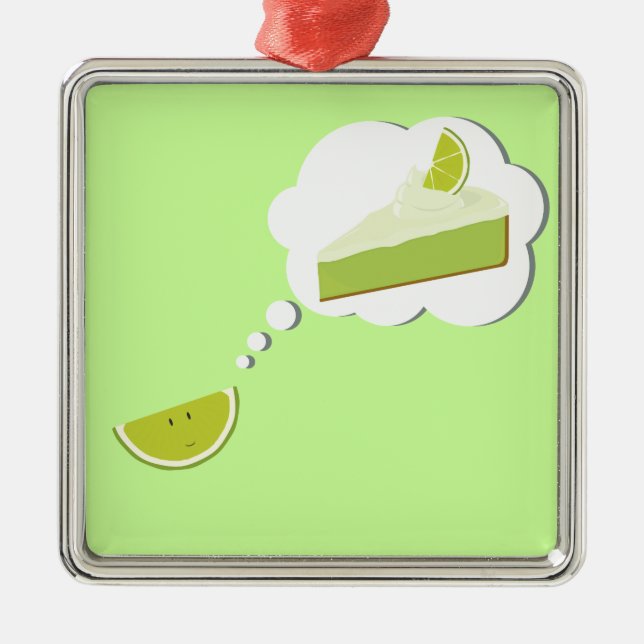 Lime slice thinking of pie metal ornament (Front)