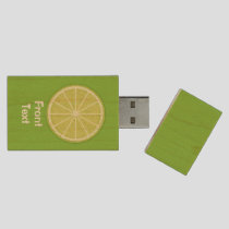 Lime Slice Wood Flash Drive