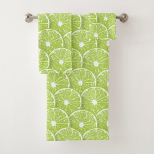 Lime slices bath towel set