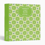 Lime Slices Citrus Pattern Personalized Recipe 3 Ring Binder
