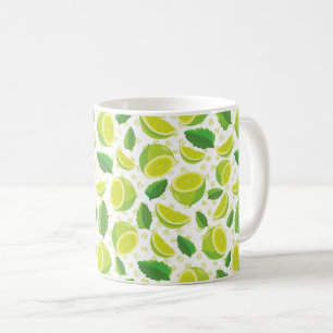 Lime Slices & Green Leaves Seamless Pattern Coffee Mug