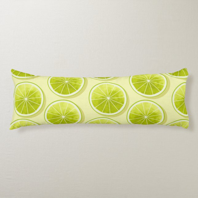 Lime Slices on Light Yellow Body Pillow (Front)