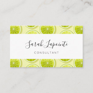 Lime Slices on Light Yellow Business Card